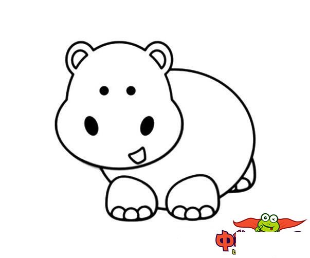 河马简笔画图片大全,可爱的河马怎么画