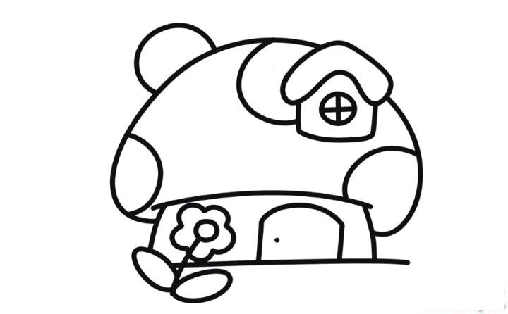 彩色简笔画蘑菇小屋的图片教程