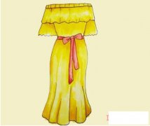 彩色连衣裙简笔画画法步骤教程简单漂亮