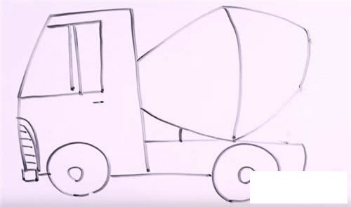 搅拌车简笔画步骤图解
