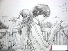 动漫情侣简笔画图片