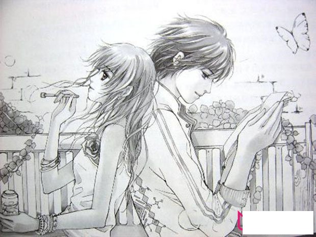 动漫情侣简笔画图片