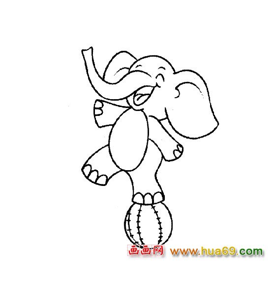 表演杂技的大象【简笔画】