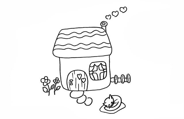 漂亮的小房子简笔画步骤图