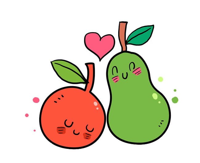 卡通梨子橘子简笔画图片大全