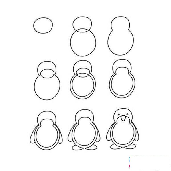 企鹅简笔画的画法教程
