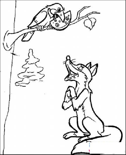 幼儿关于狐狸与乌鸦简笔画图片