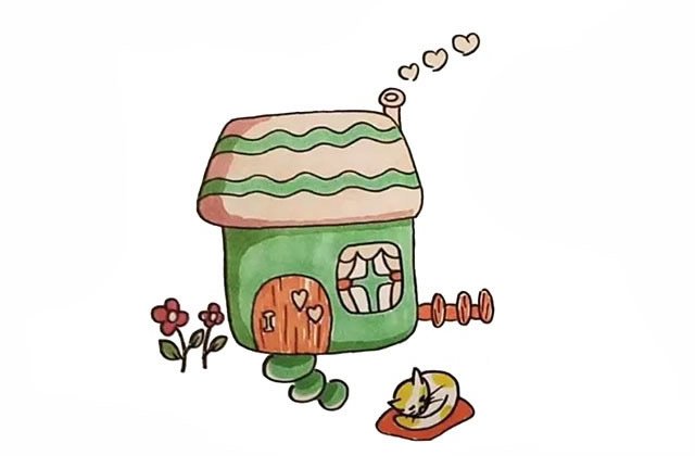 漂亮的小房子简笔画步骤图