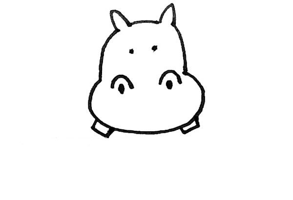 呆萌的河马简笔画步骤图解