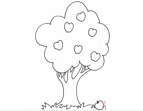苹果树怎么画简洁 苹果树简笔画图片