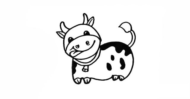 奶牛简笔画彩色画法