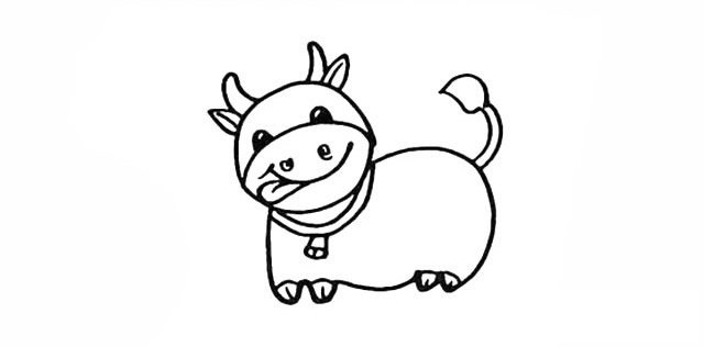 奶牛简笔画彩色画法