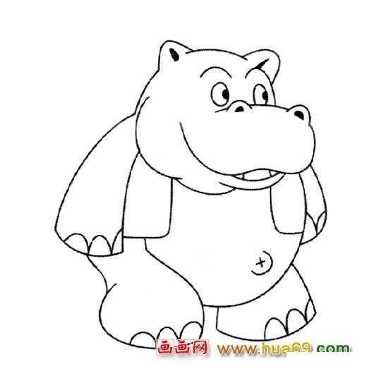 卡通简笔画(河马)1
