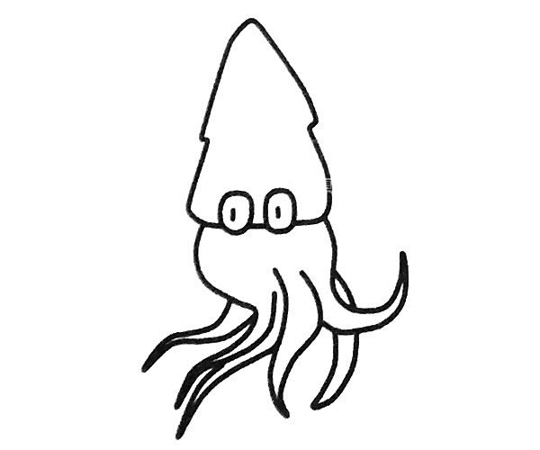 鱿鱼简笔画步骤图解