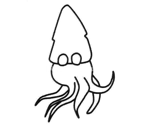 鱿鱼简笔画步骤图解