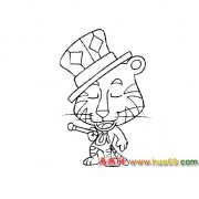 带帽子的老虎简笔画