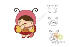 Q版蜗牛宝宝简笔画