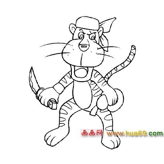 简笔画：老虎武式