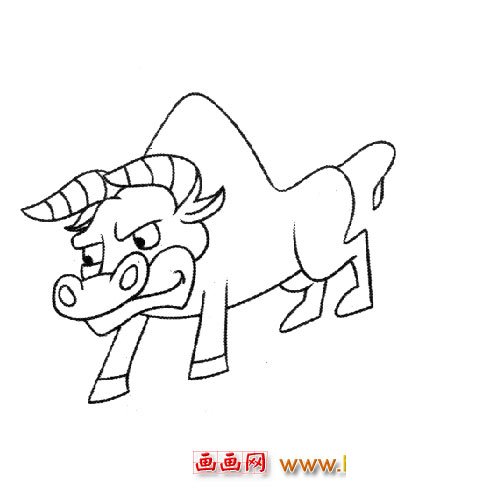 发怒的斗牛（动物简笔画）