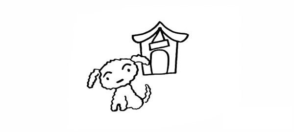 11.我们在门前画上一个挂着的门匾。