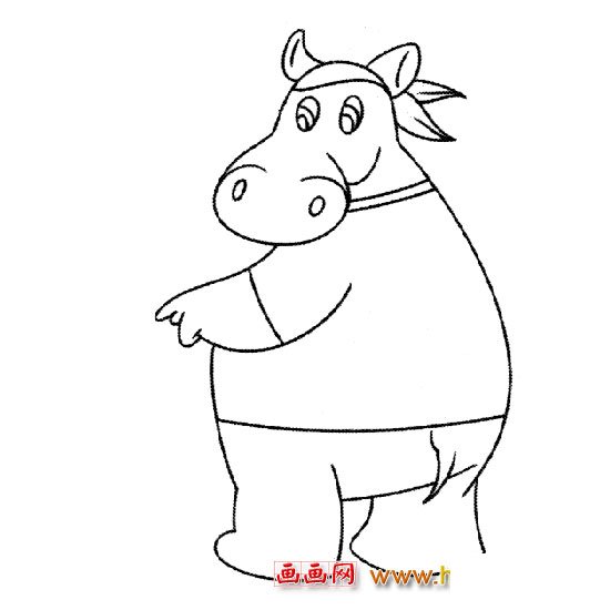简笔画:可爱的河马3
