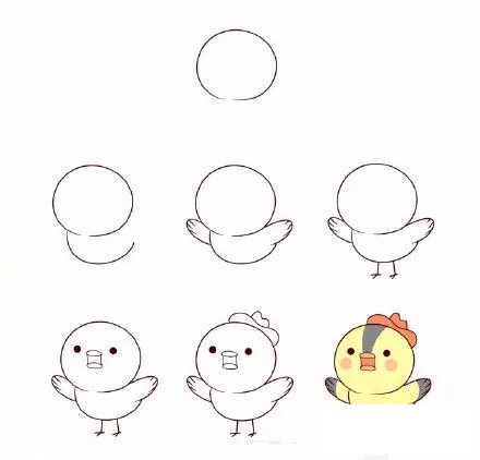 萌萌的小鸟简笔画