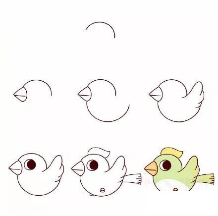 萌萌的小鸟简笔画