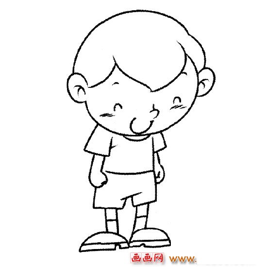 人物简笔画:认错的小男孩