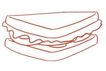 三明治简笔画图片步骤四