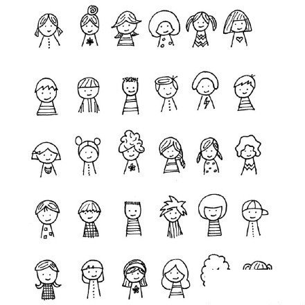 儿童人物简笔画，漫画人物发型篇