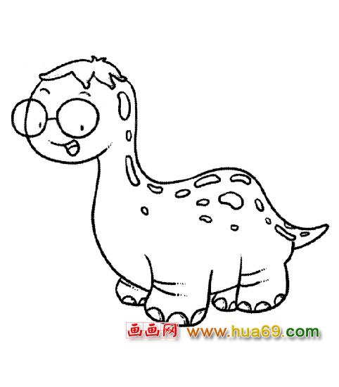 简笔画:戴眼镜的小恐龙