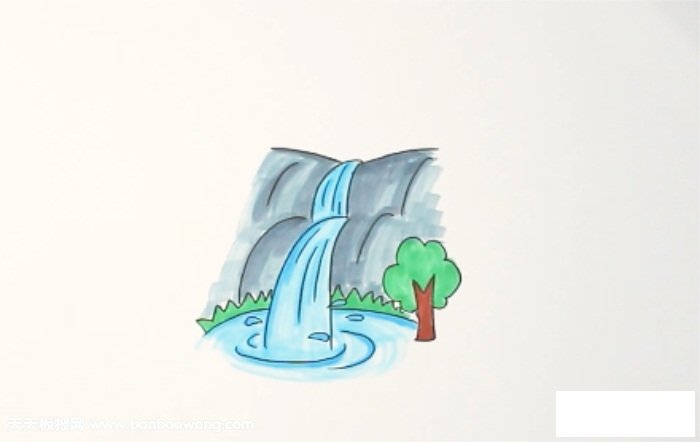 瀑布简笔画