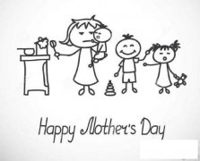 怎么画母亲节贺卡：三个孩子的妈妈简笔画的教