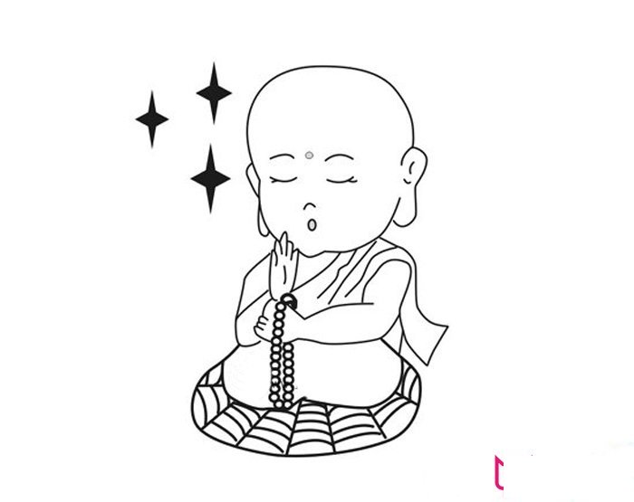 念经的小和尚简笔画