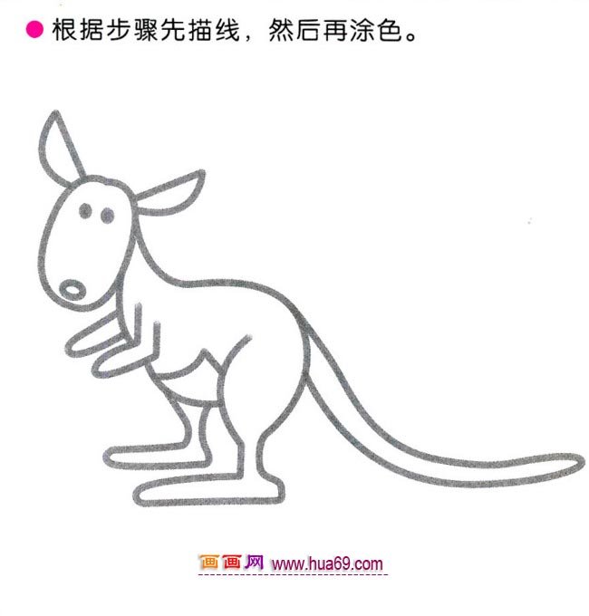 幼儿简笔画：四步画一只袋鼠的图解教程