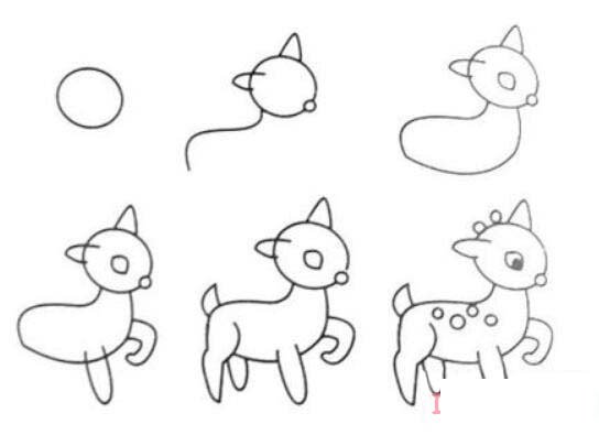 教你一步一步画梅花鹿简笔画步骤教程简单