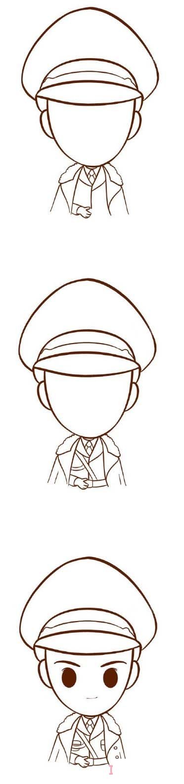 卡通军人怎么画带步骤图 军人简笔画图片