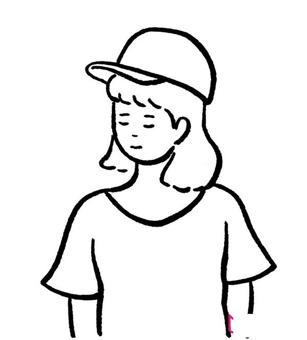 戴帽子的女孩简笔画，人物简笔画