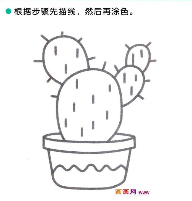 儿童简笔画：四步画仙人掌图解教程