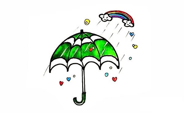 漂亮的雨伞简笔画