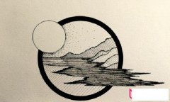 长河落日简笔画