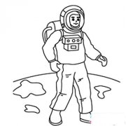 儿童手绘宇航员简笔画图片:太空行走的宇航员