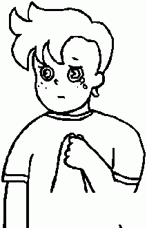 男孩拿纸巾擦眼泪简笔画