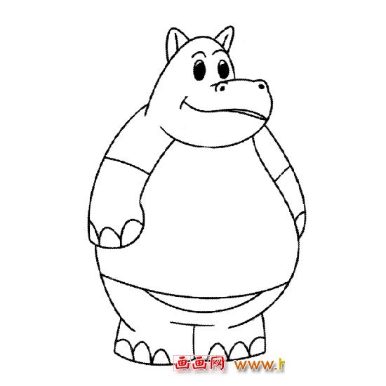 简笔画:可爱的河马1