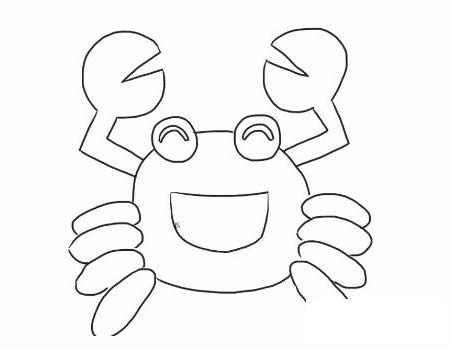 开心的螃蟹简笔画画法步骤