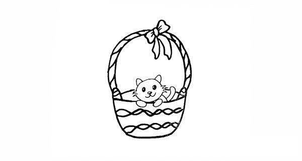 篮子里的小猫咪简笔画