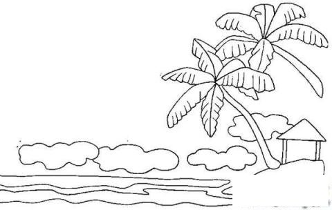 椰子树风景简笔画
