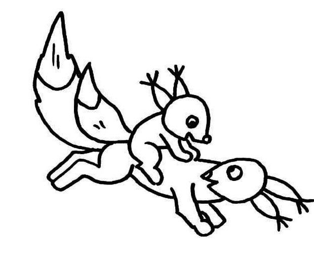幼儿简笔画:两只快乐的小松鼠
