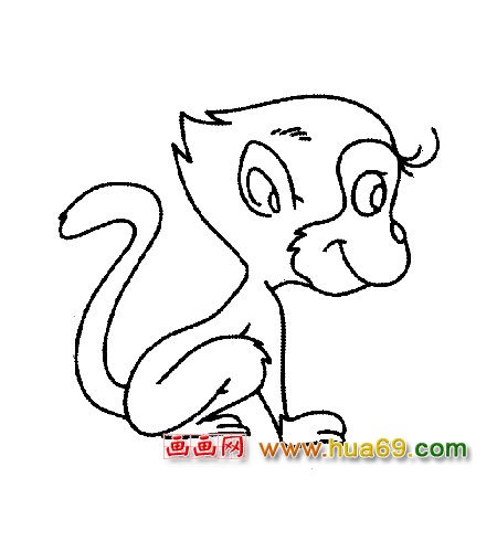趴在地上的小猴子5(简笔画)