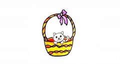 篮子里的小猫咪简笔画画法步骤图教程